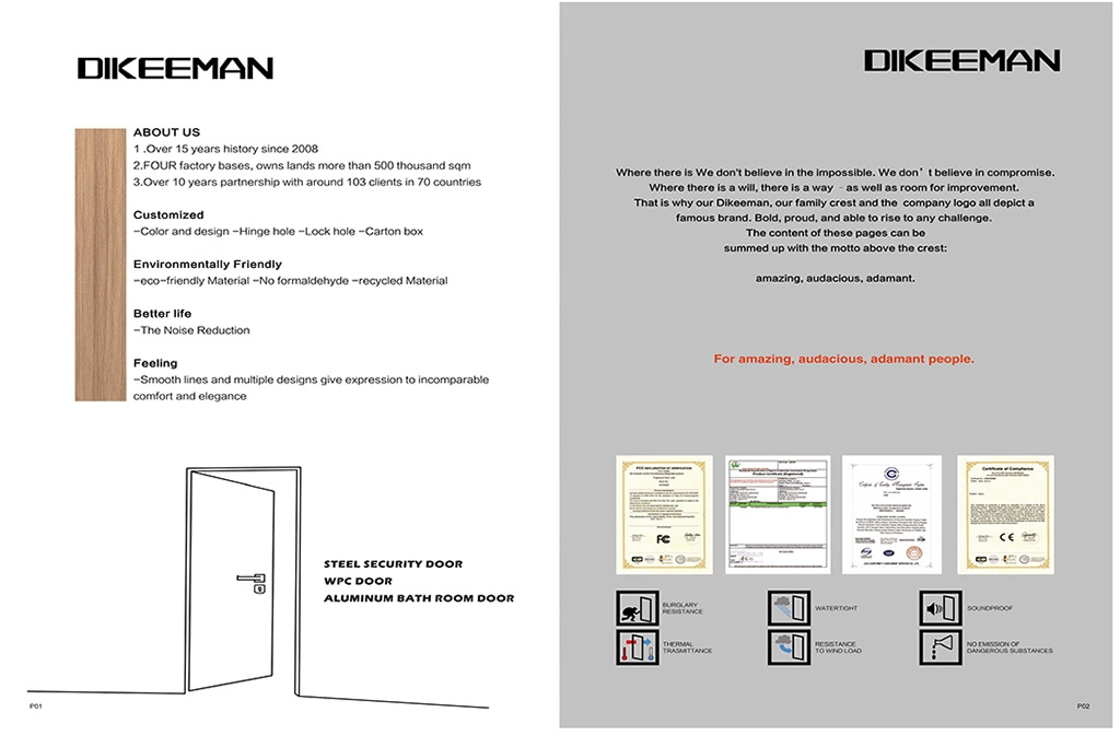 Waterproof Door and Interior Apartment Safety WPC Door